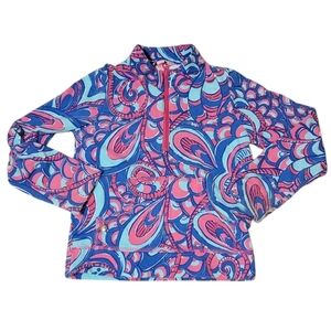 Lily Pulitzer Girl's Mini Skipper Reel Me In Brewster Blue Long Sleeve 1/2 Zip
